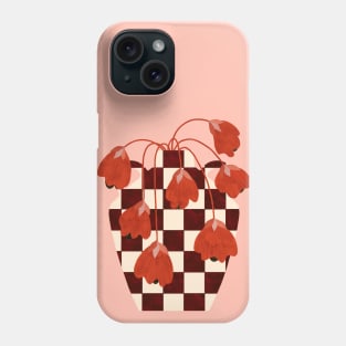 Checkered vase and flowers Phone Case