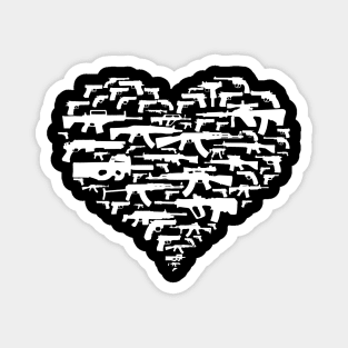 Heart shape made of guns, white Magnet