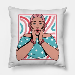 Chisme Queen Pop Art Portrait of Young Woman P Pillow