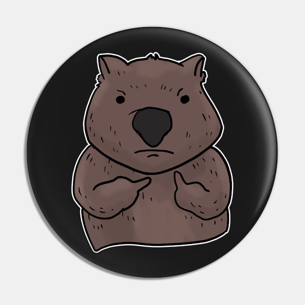 Grumpy Wombat Holding Middle finger funny gift Pin by Mesyo