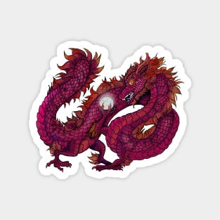 Red Oriental Pearl Dragon Magnet