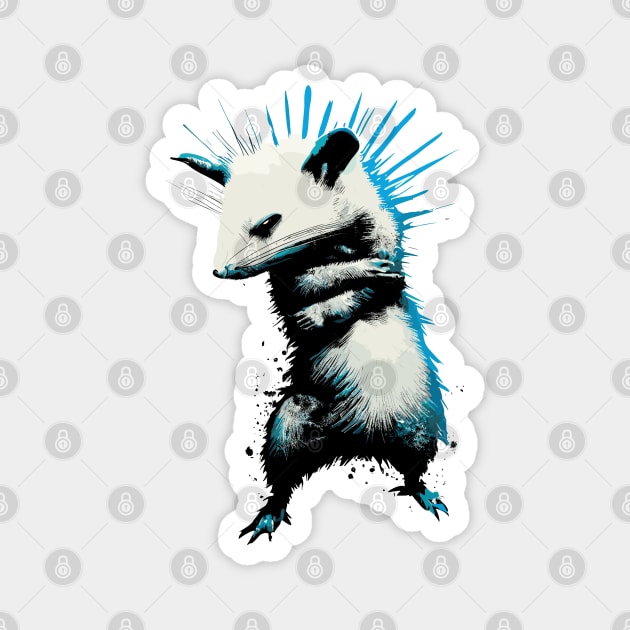 Funny retro punk opossum street art Magnet by TomFrontierArt