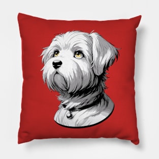 Stunning and Cool Dandie Dinmont Terrier Monochrome and Gold Portrait for Father's Day Pillow