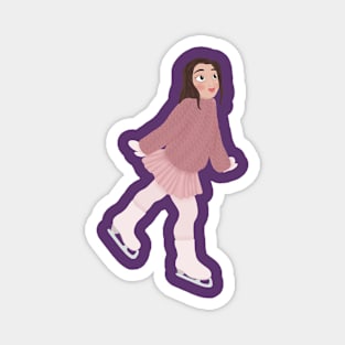 Brunette girl figure skating Magnet