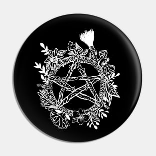 Pentacle Pentagram Wreath Wicca Witch Pagan Goth Pin