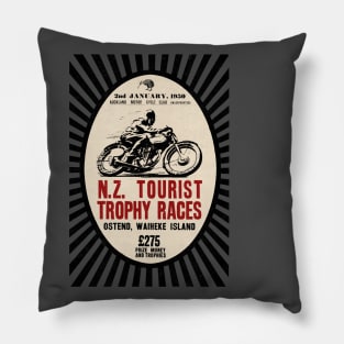 Vintage New Zealand Moto Race Pillow