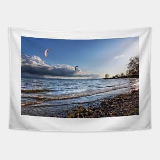 Kite Surfer near Fischbach - Lake Constance, Germany Tapestry