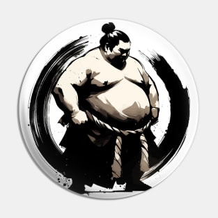 Sumie Enso Circle Japanese Brushstroke Sumo Wrestler Pin