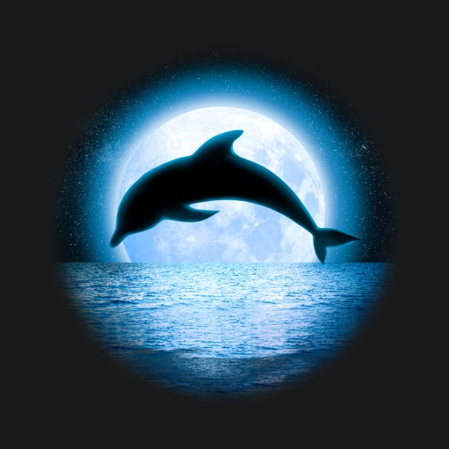 Dolphin Jumping in front of the Moon by ErMa-Designs