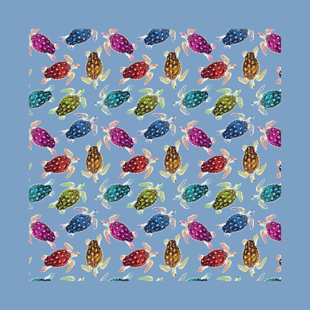 Cute Animals Colorful Swimming Sea Turtles Nature Ocean Pattern Gift by Freid