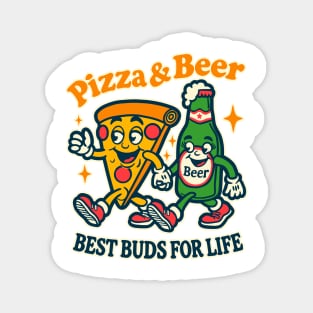 Retro Pizza and Beer Duo - Best Buds for Life Design Magnet