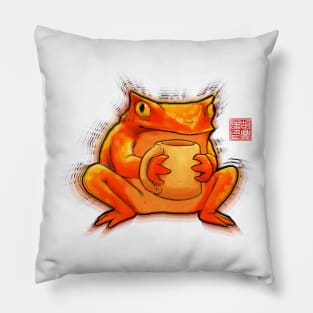 too much coffee frog aura Pillow