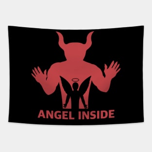 Angel Inside red Tapestry