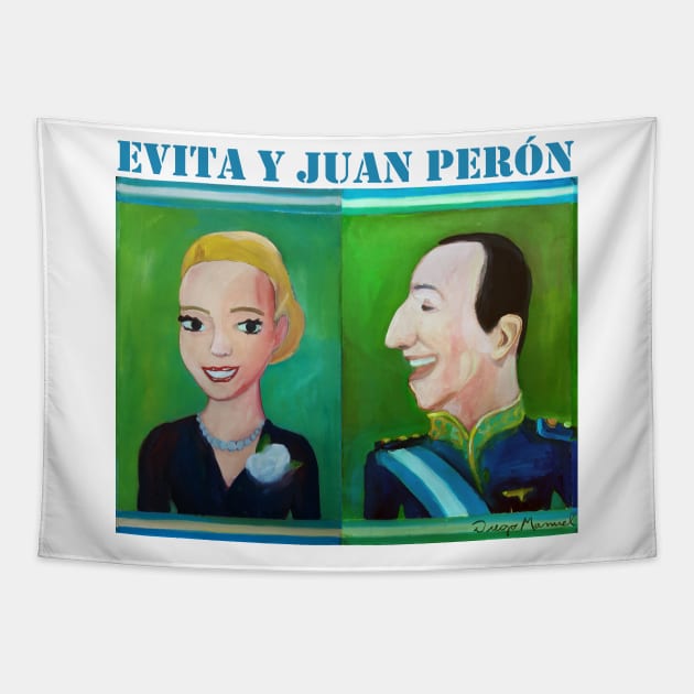 Evita y Juan Perón por Diego Manuel Tapestry by diegomanuel