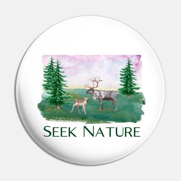 Hiking Gift Hiker Design Seek Nature Deer Elk AT shirt Pin by InnerMagic
