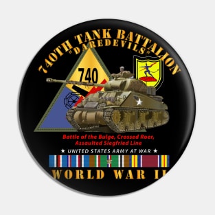 740th Tank Battalion - Daredevils - w Tank w SSI WWII  EU SVC Pin