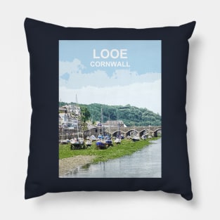 Looe Cornwall art gift. England UK Pillow