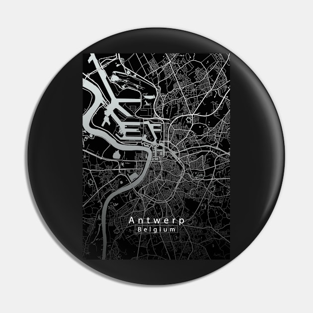 Antwerpen Belgium City Map dark Pin by Robin-Niemczyk