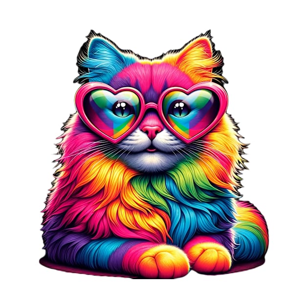 Rainbow Cute cat Wearing Glasses Heart kitten Love cat Funny by solo4design