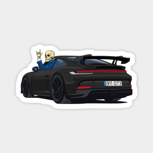 car 911 GT3 skull metal hands black Magnet