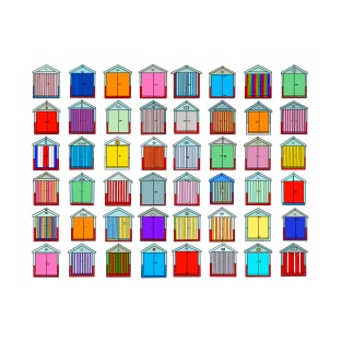 Colourful Beach Hut Pattern T-Shirt