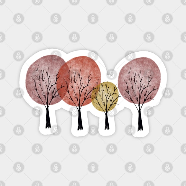 Autumnal Trees Magnet by Olly Illustrated