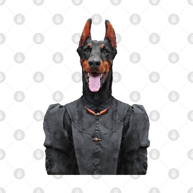 Victorian Doberman Dog Portrait by DarkMaskedCats