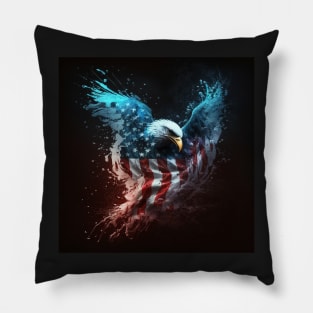 American Eagle and Flag Abstract Art Pillow