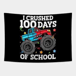 100 Days of School Monster Truck 100th Day of School Boys Tapestry