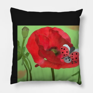 Mohn mit Käfer Pillow