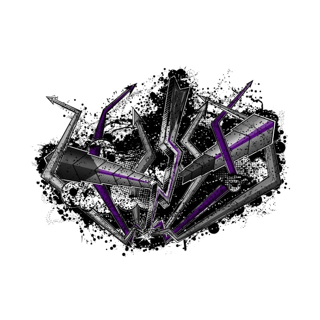 Grunge Demisexual Pride Graffiti Lightning and Arrows by LiveLoudGraphics