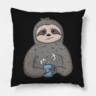 Grumpy Sloth with Coffee Morning Grouch Pillow