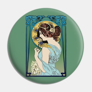 Pre-Raphaelite Girl 4 (Blue) Pin