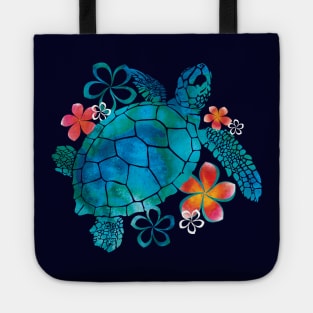 Sea Turtle with Flowers Tote