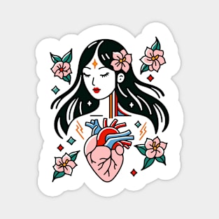 Woman Blossom Heart Magnet