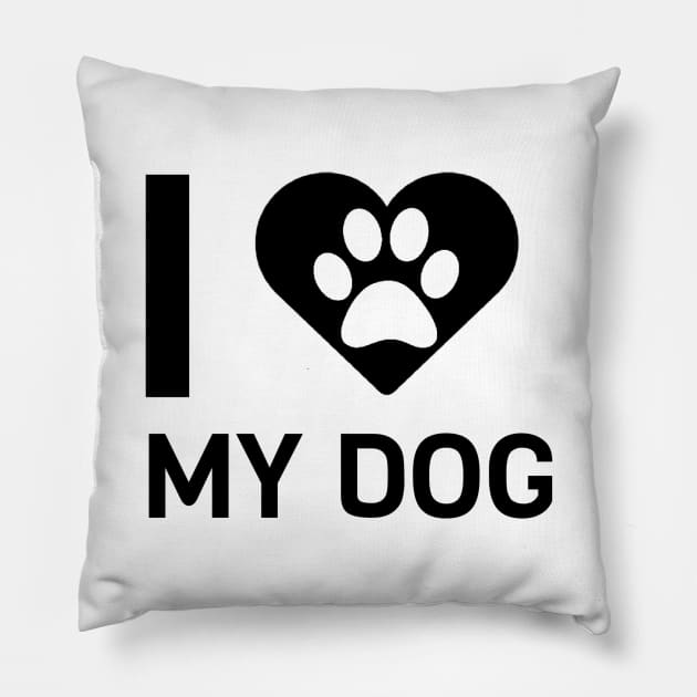 I Love My Dog Pillow by Jitesh Kundra