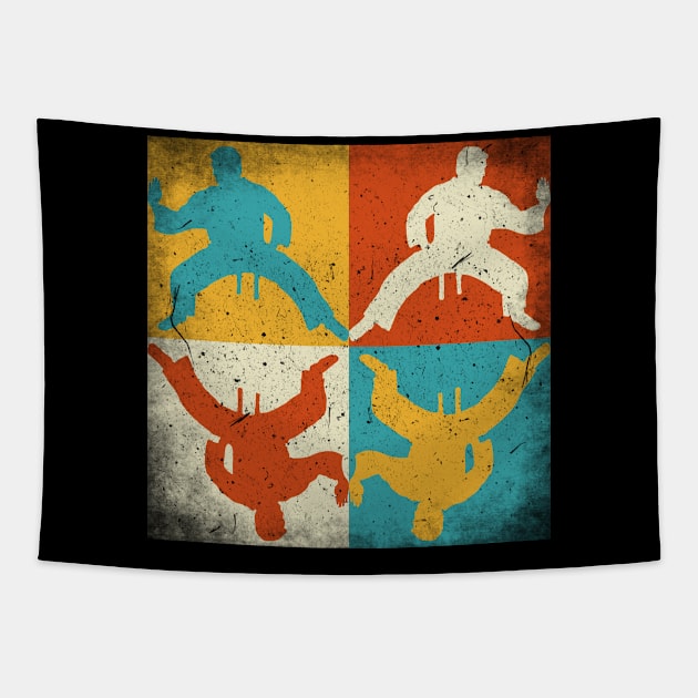 Karate practice. Retro squares Tapestry by SerenityByAlex