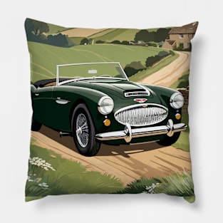 Vintage Car Country Road Pillow