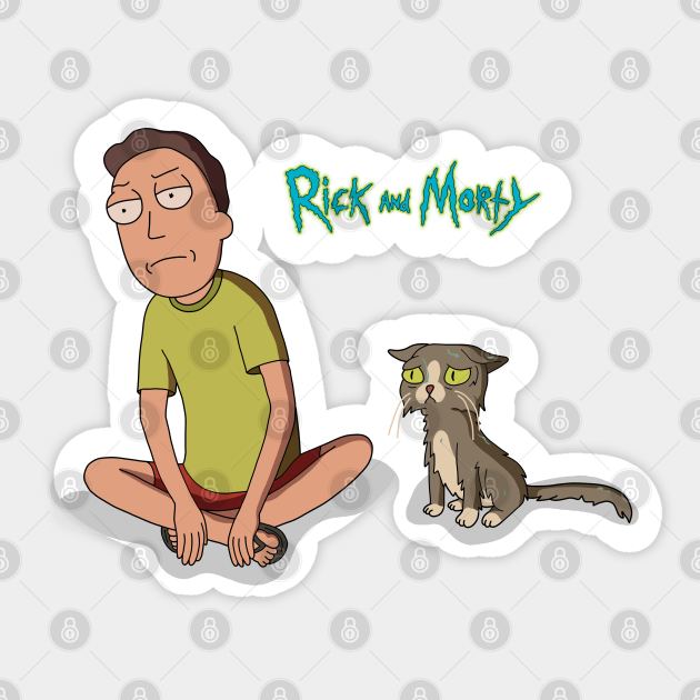 Jerry And The Talking Cat Rick And Morty Aufkleber Teepublic De