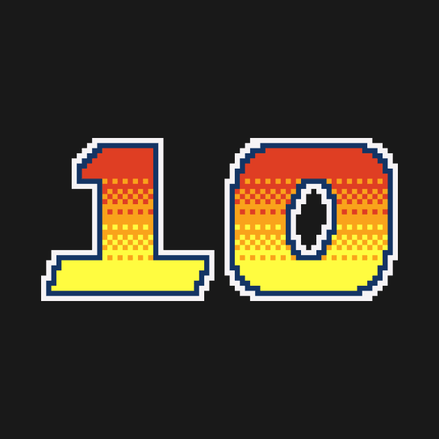 10 Pixel Font Ten in Red Orange and Yellow by PixelTogs