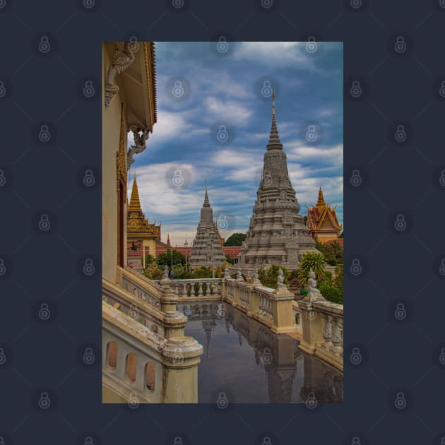 Cambodia. Phnom Pehn. Royal Palace. Stupas. by vadim19