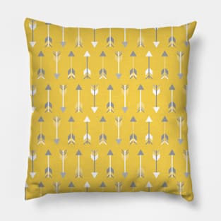 Yellow Gray Tribal Arrows Pattern Indian Indigenous Pillow