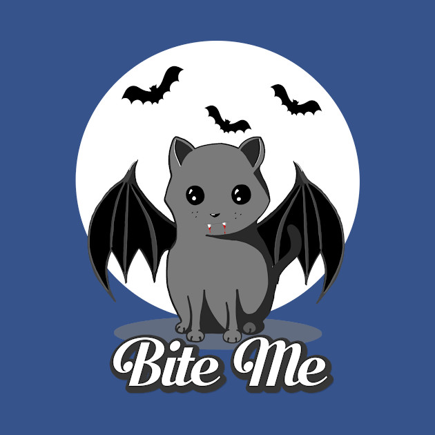 Disover Bite Me Vampire Cat - Halloween Bat Cat by BlueTshirtCO - Halloween - T-Shirt