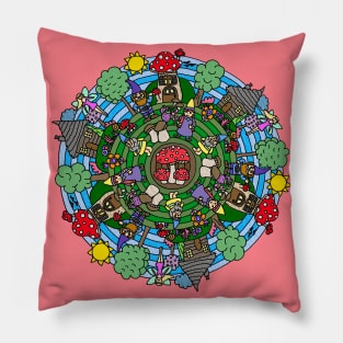 Gnome & Mushroom Mandala Pillow