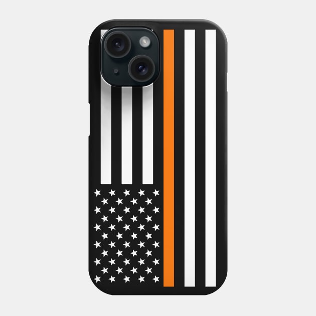 Thin Orange Line American Flag Phone Case by Scar