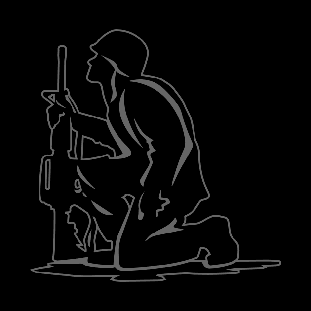 Military Serviceman Kneeling Warrior Tribute Illustration by hobrath