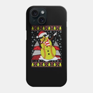 Dabbing Snowman Christmas Softball Player Phone Case