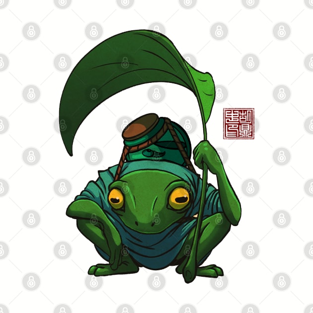 A Frog and His Son Inspecting by DingHuArt