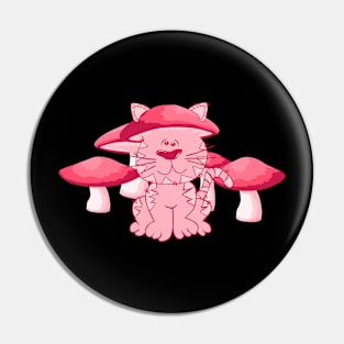 Pink Mushroom Cat Pin