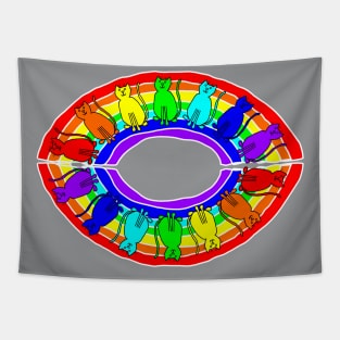 Rainbow Eye of Cats Tapestry